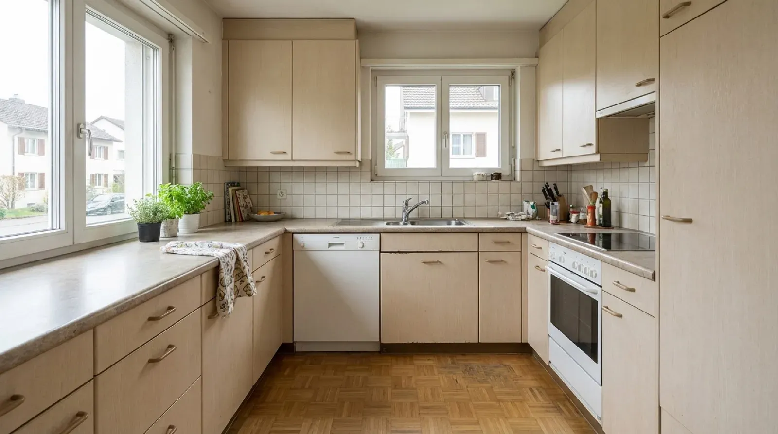 Kitchen before and after renovation – Existing