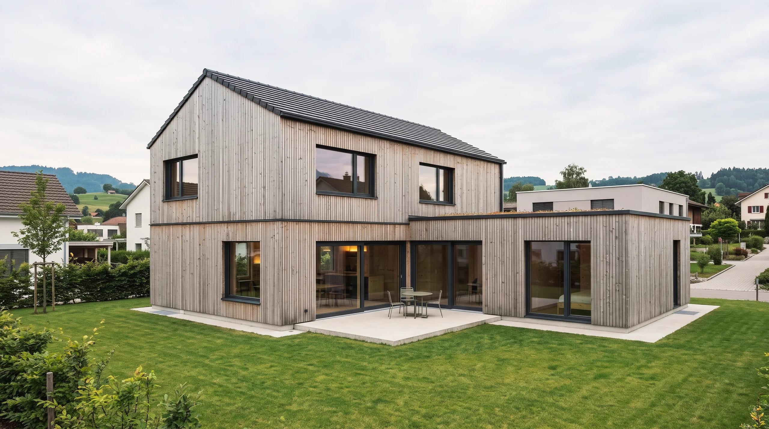 Foto della casa con facciata in legno