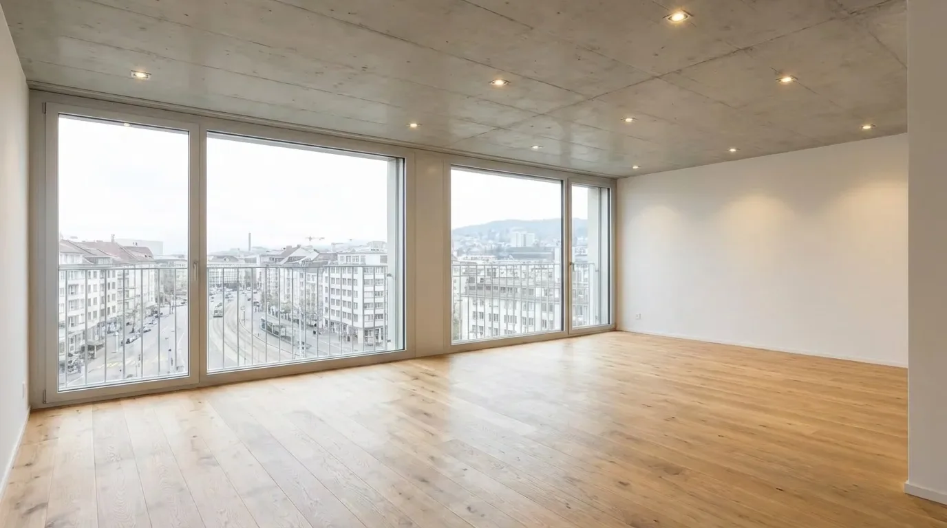 pièce vide dans un appartement clair en ville